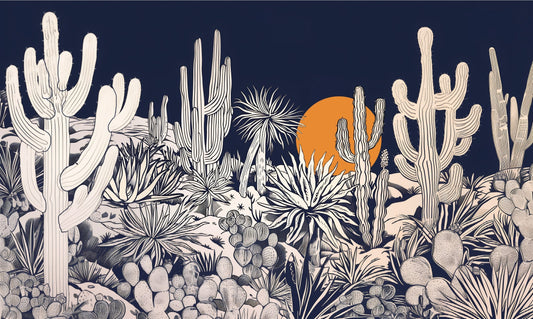Sunset Etchings Desert Landscape Wallpaper