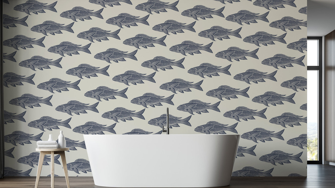 Vintage Catch Nautical Fish Wallpaper