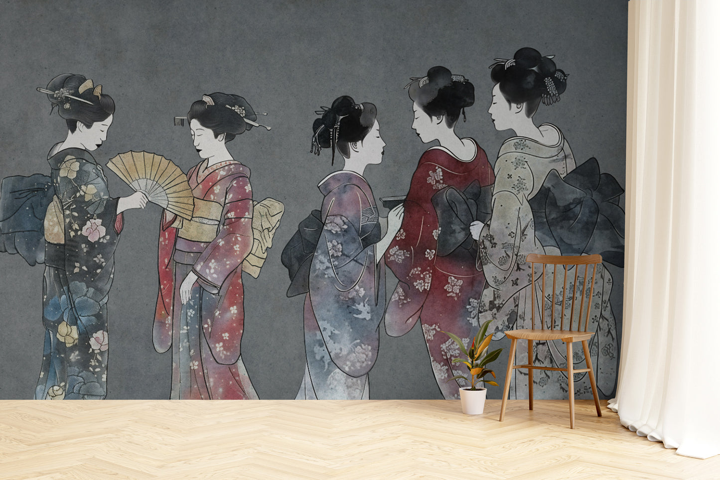 Whispers of Silk Japanese Kimono Wallpaper