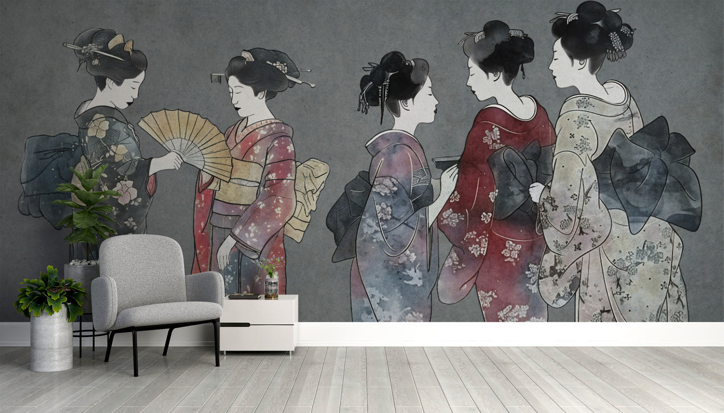 Whispers of Silk Japanese Kimono Wallpaper