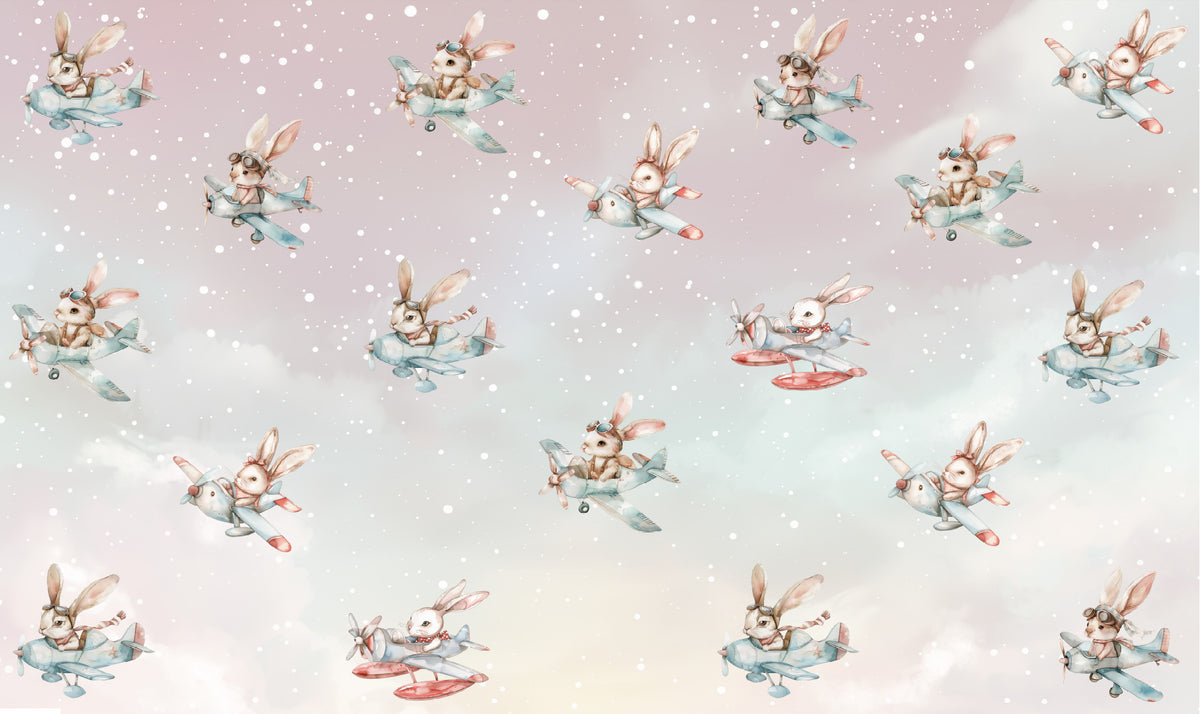 Watercolor cats flying while holding a bunch of balloons in your room — zoomed