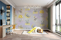 Cozy celestial elephant nursery wallpaper