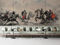 Armor-clad warriors historical wall mural