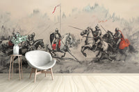 Intense knight combat wallpaper design