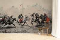 Battle-ready knights fantasy wall art