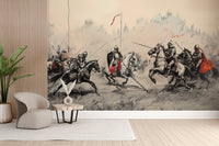 Epic medieval knights battle wallpaper