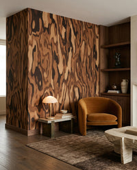 Abstract walnut burl surface texture wall mural in Warm honey and rich brown., GD10374