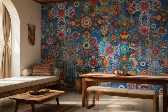 Bohemian Blooms Folk Wallpaper⁠ GD3419