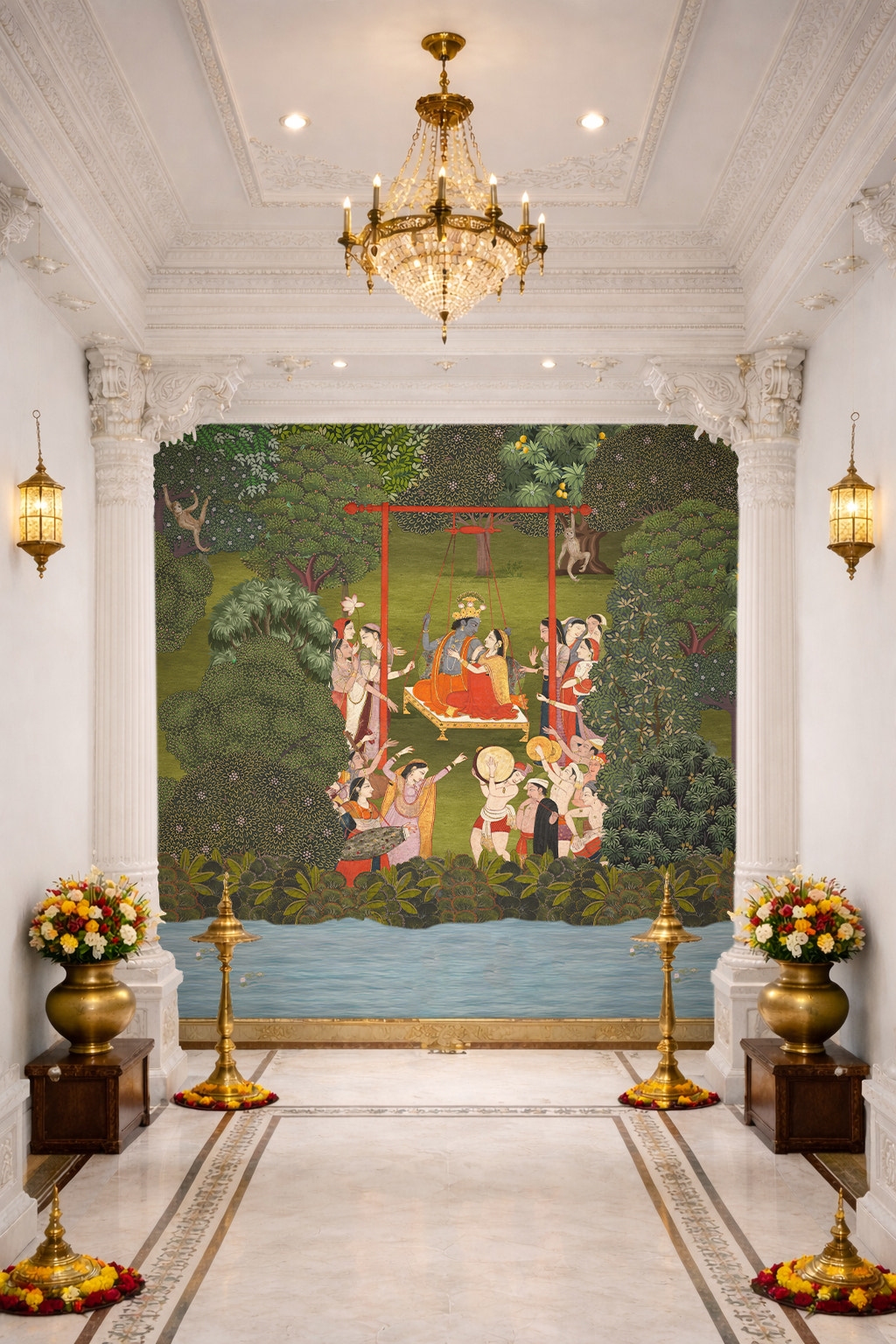 Krishna's Garden Swing Wall Mural
