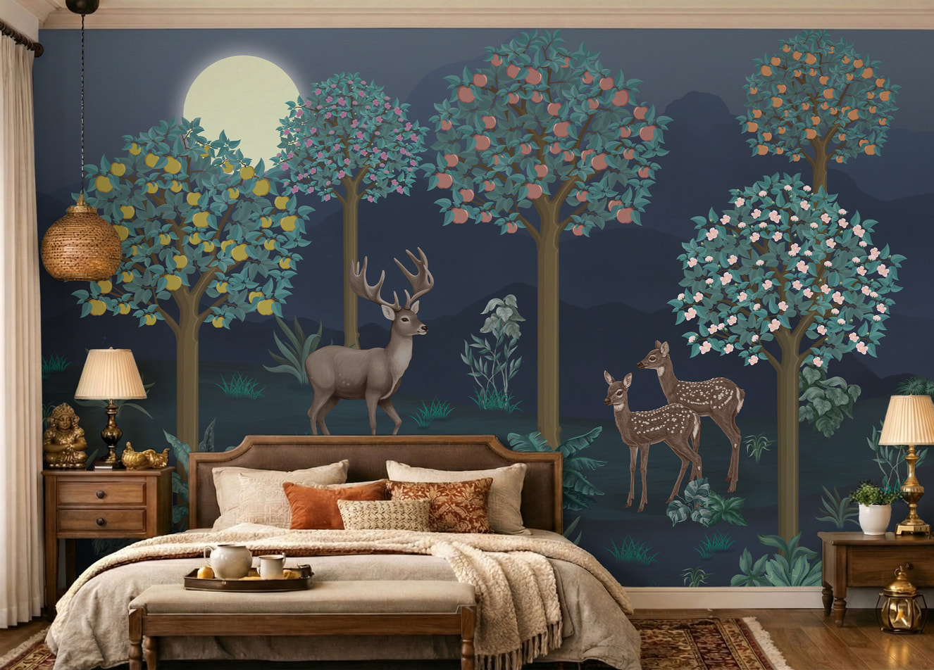 Deer in Bloom Wall Mural
