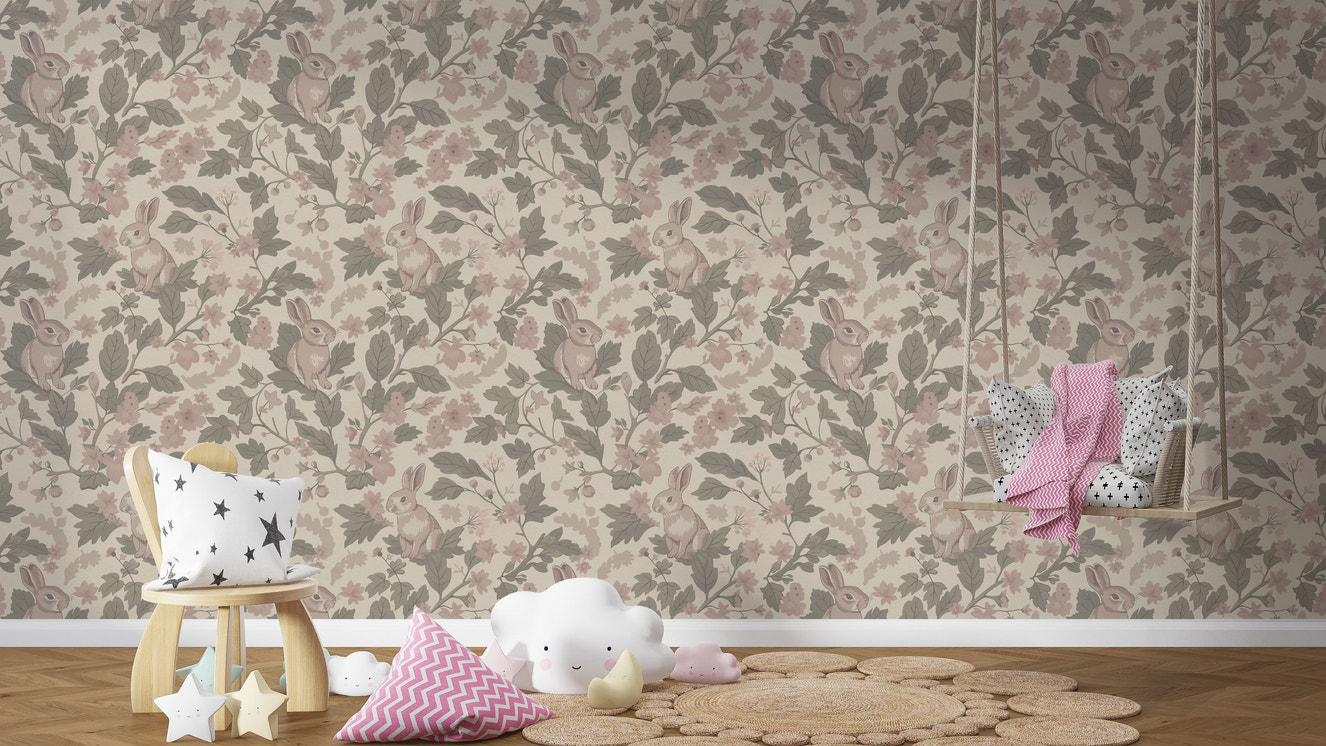 Woodland Garden – Vintage Blush Wallpaper⁠