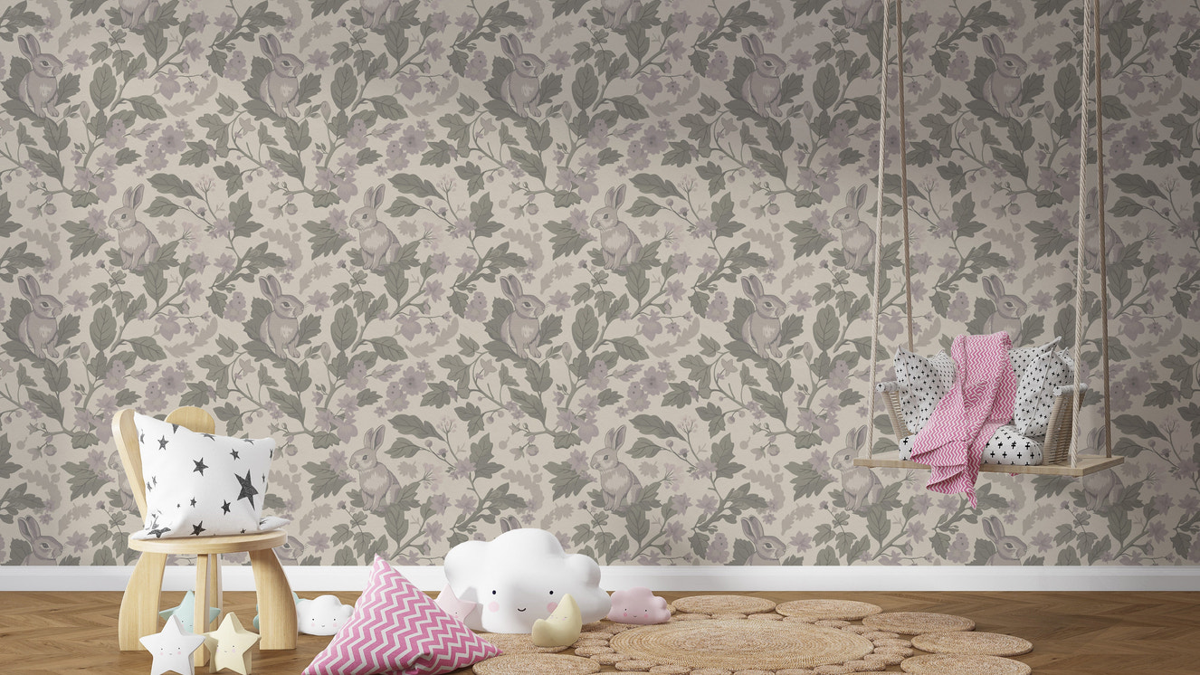 Woodland Garden – Dusty Lavender Wallpaper⁠