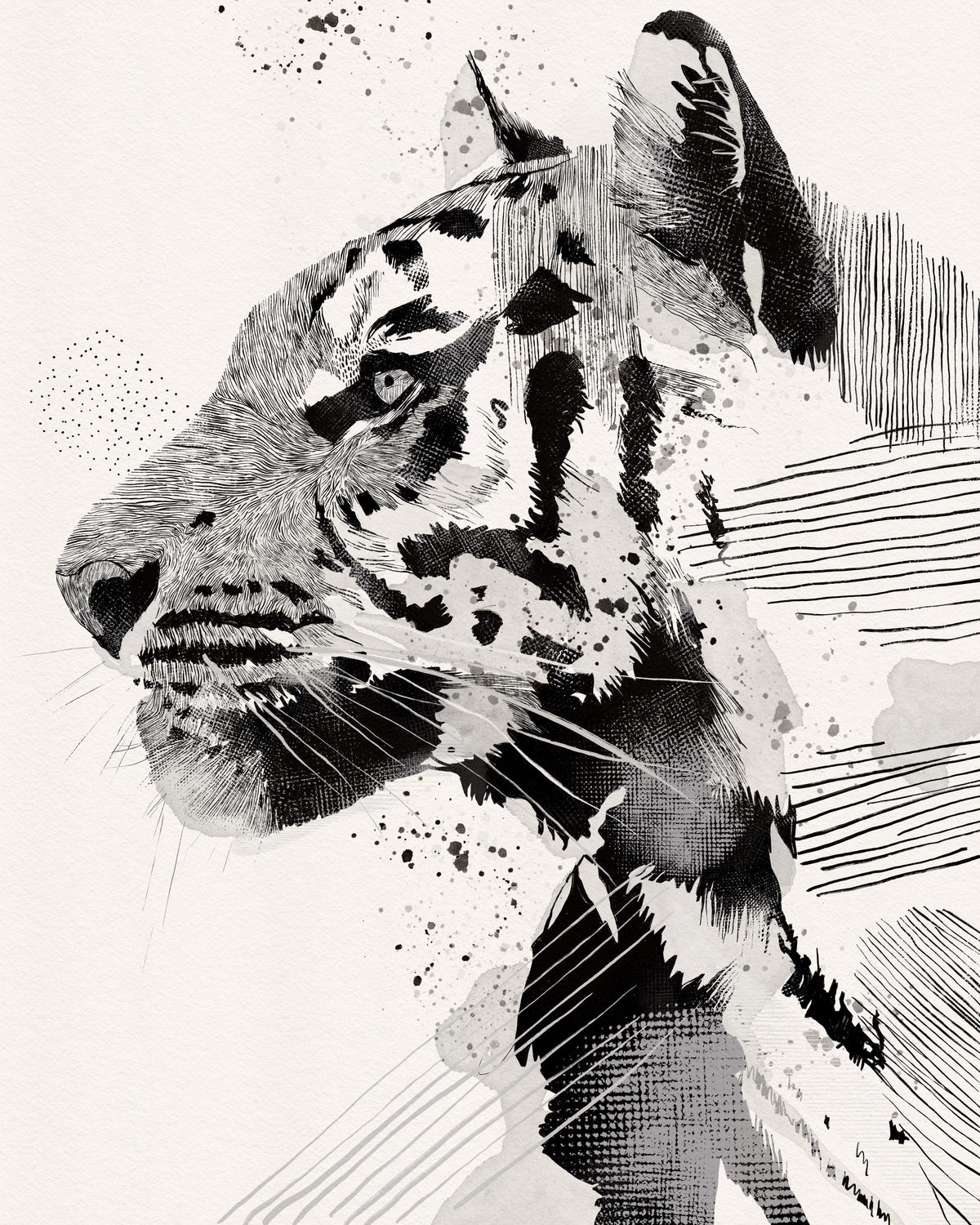 Tiger Ink Portrait Wall Mural