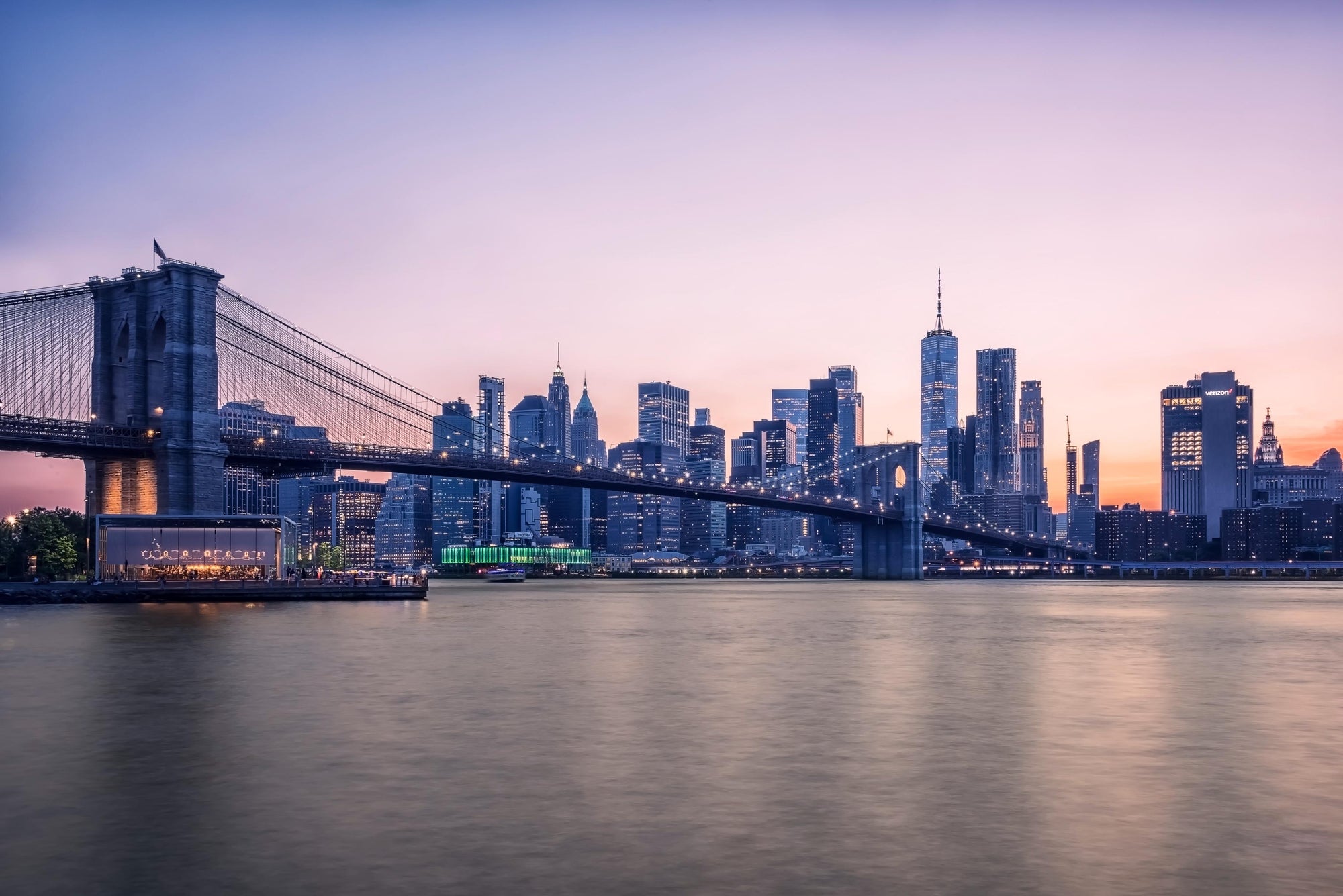 NYC Bridge at Dusk Wall Mural