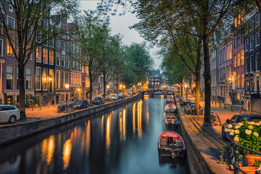 Amsterdam Canal Lights Wall Mural