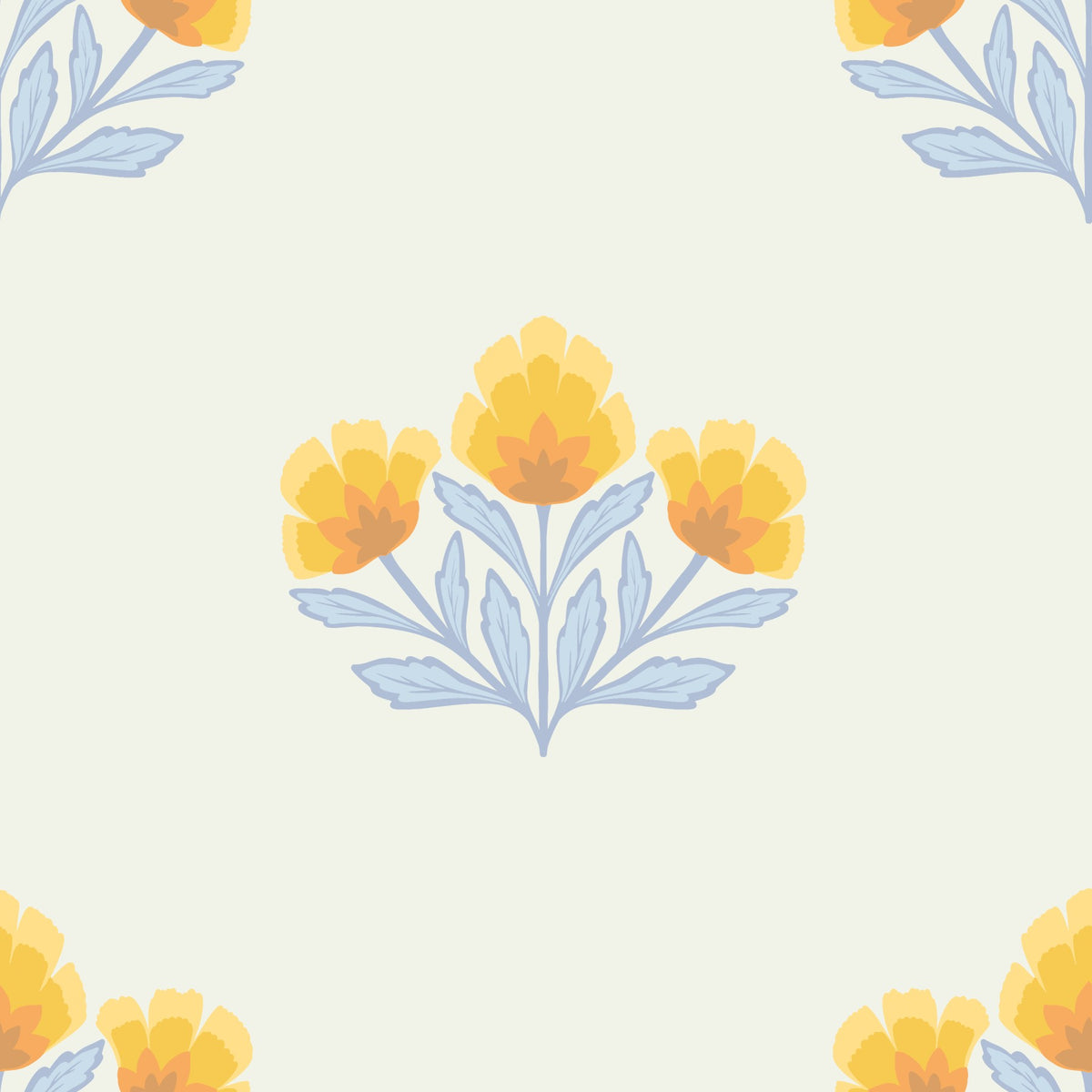 Golden Bloom Repeat Wallpaper⁠ in your room — zoomed