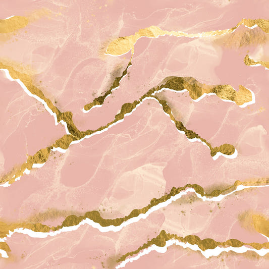 Golden Veins Blush Marble - Modern Luxe Abstract Wall Mural