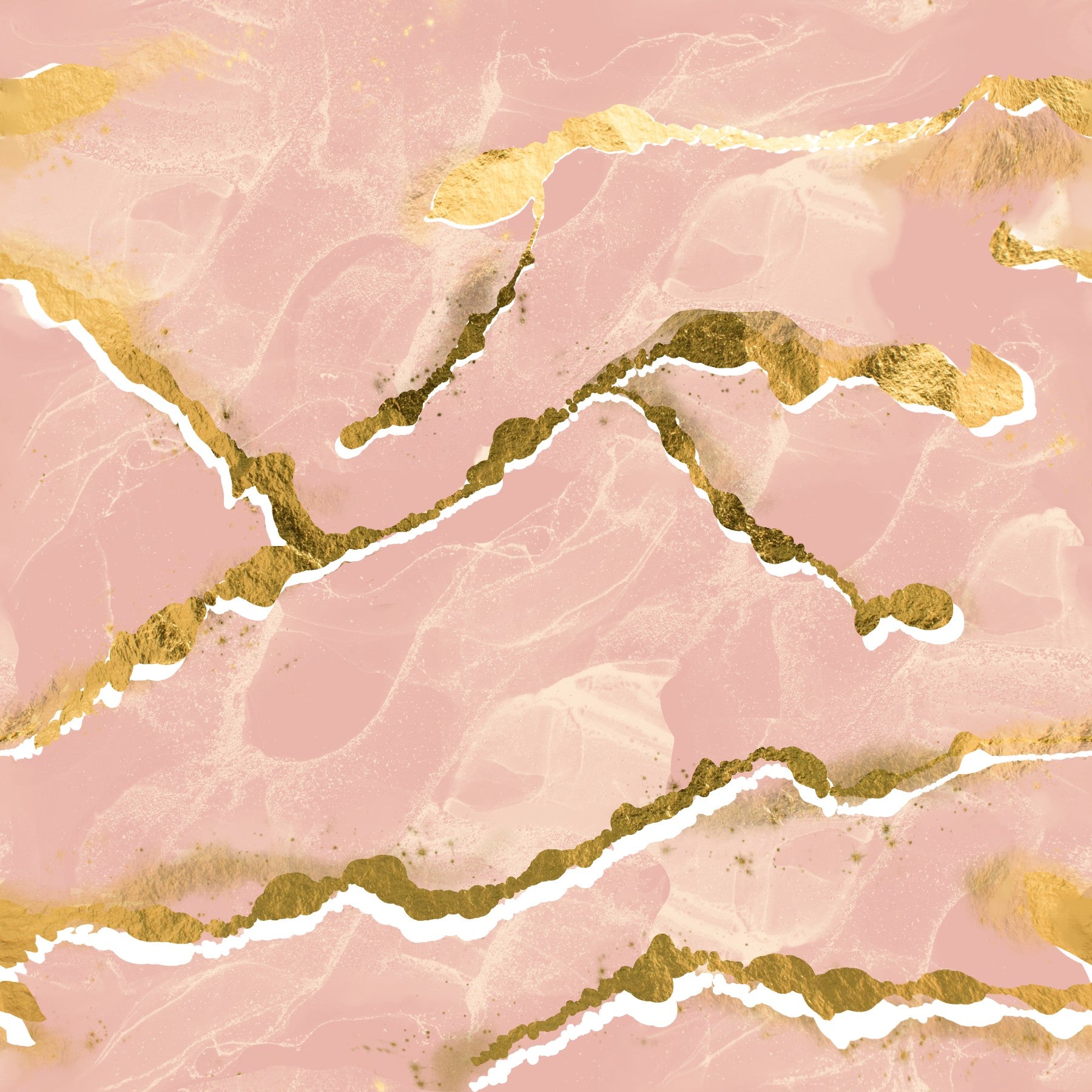 Golden Veins Blush Marble - Modern Luxe Abstract Wall Mural