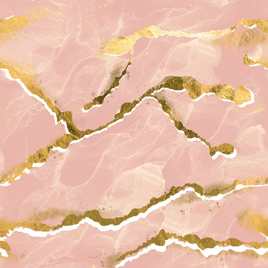 Golden Veins Blush Marble - Modern Luxe Abstract Wall Mural