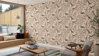 Light Pink Leaves and Bird Wallpaper Murals A675