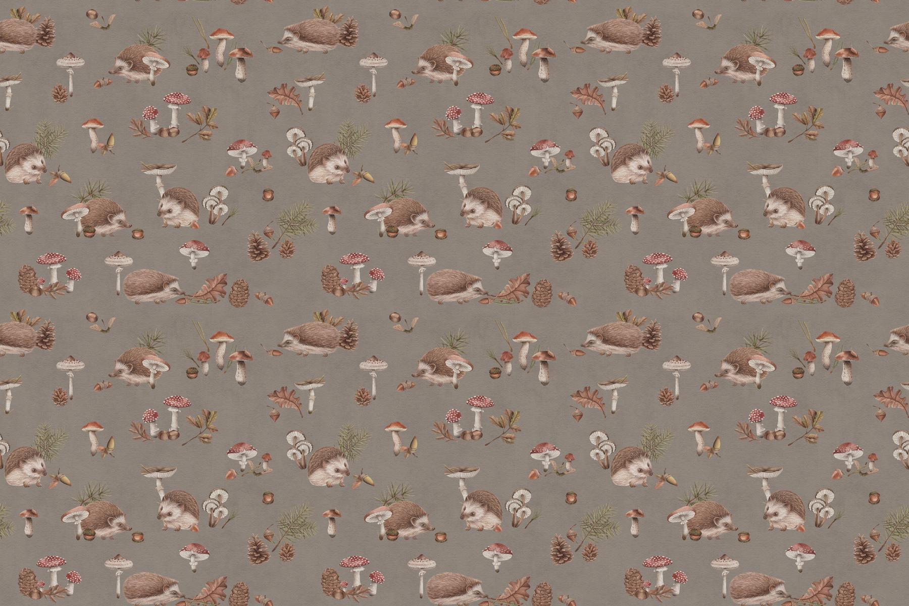 Hedgehog Forest Brown Wallpaper