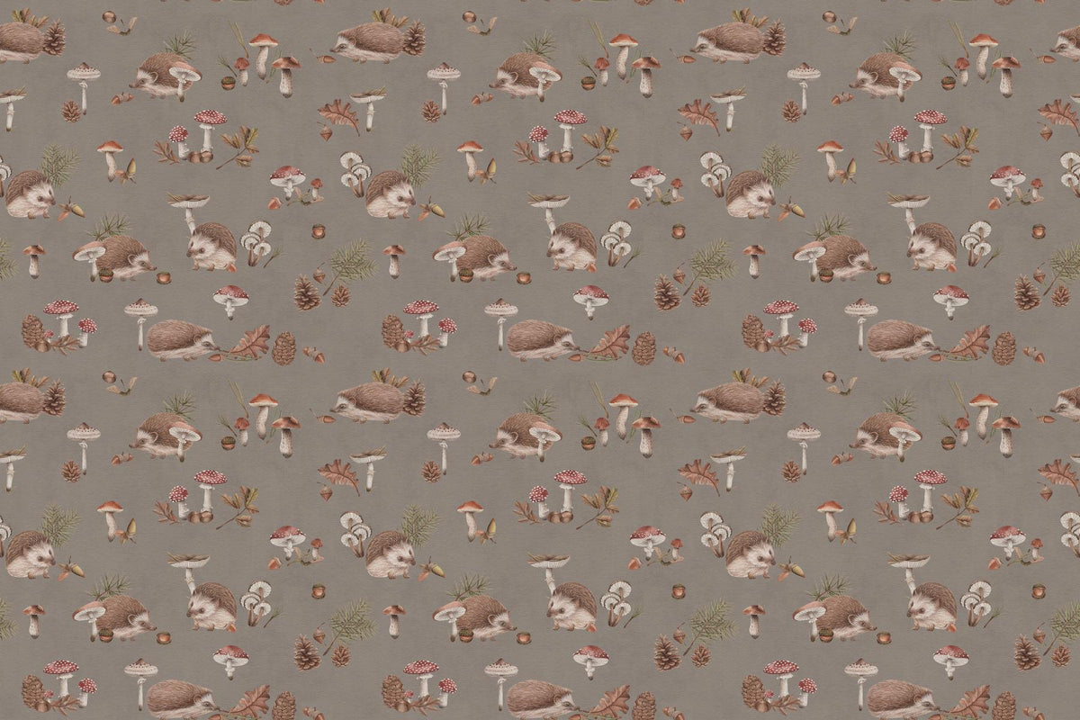 Hedgehog Forest Brown Wallpaper in your room — zoomed