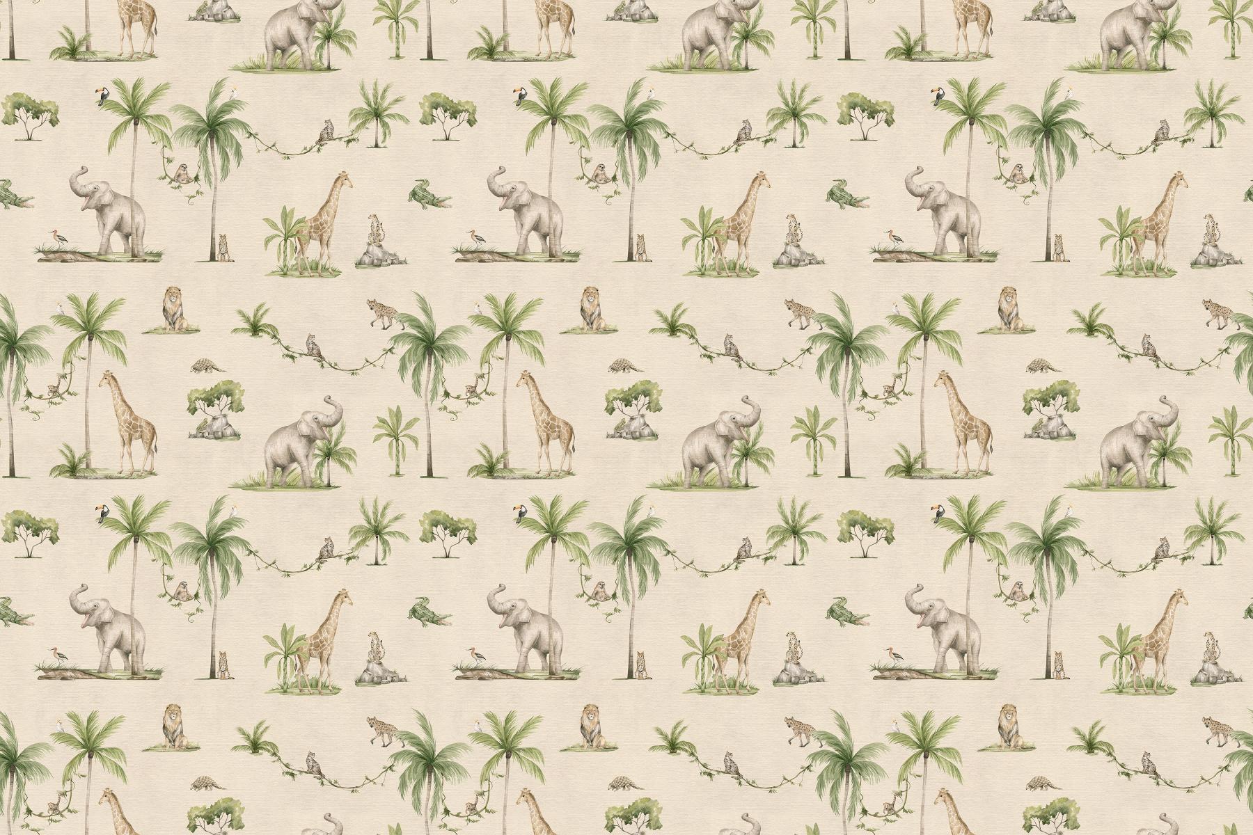 Beige Safari Wildlife Wallpaper