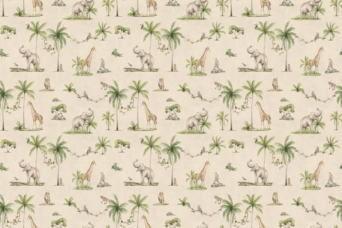 Beige Safari Wildlife Wallpaper in your room — zoomed