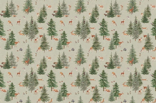 Green Woodland Deer Forest Wallpaper