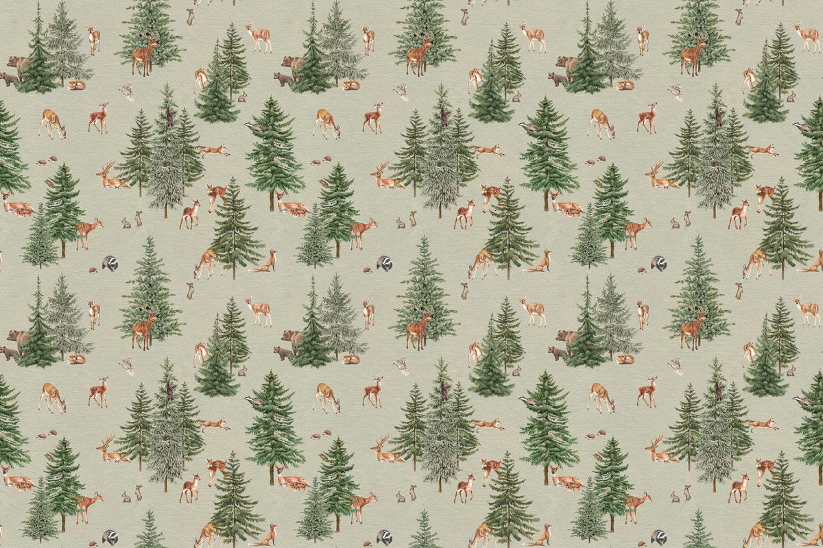 Green Woodland Deer Forest Wallpaper