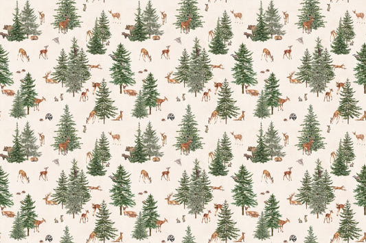 White Woodland Deer Forest Wallpaper