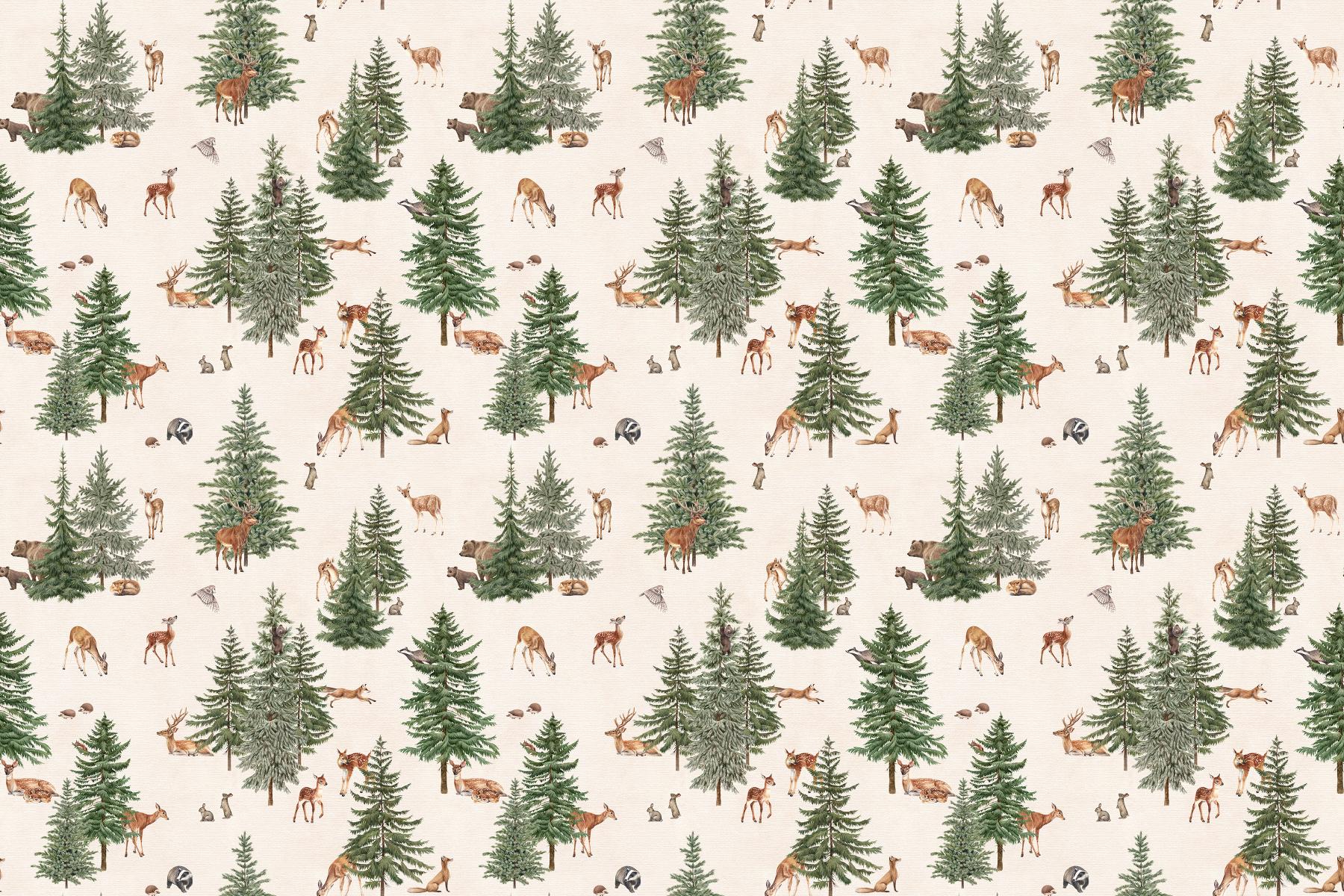 White Woodland Deer Forest Wallpaper