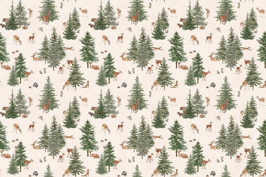White Woodland Deer Forest Wallpaper