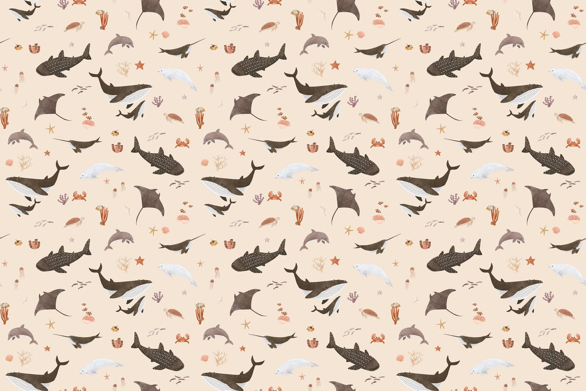 Ocean Giants Marine Wallpaper in your room — zoomed