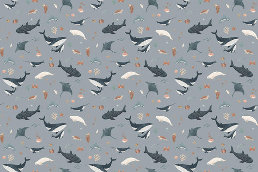 Dusty Blue Ocean Giants Marine Wallpaper