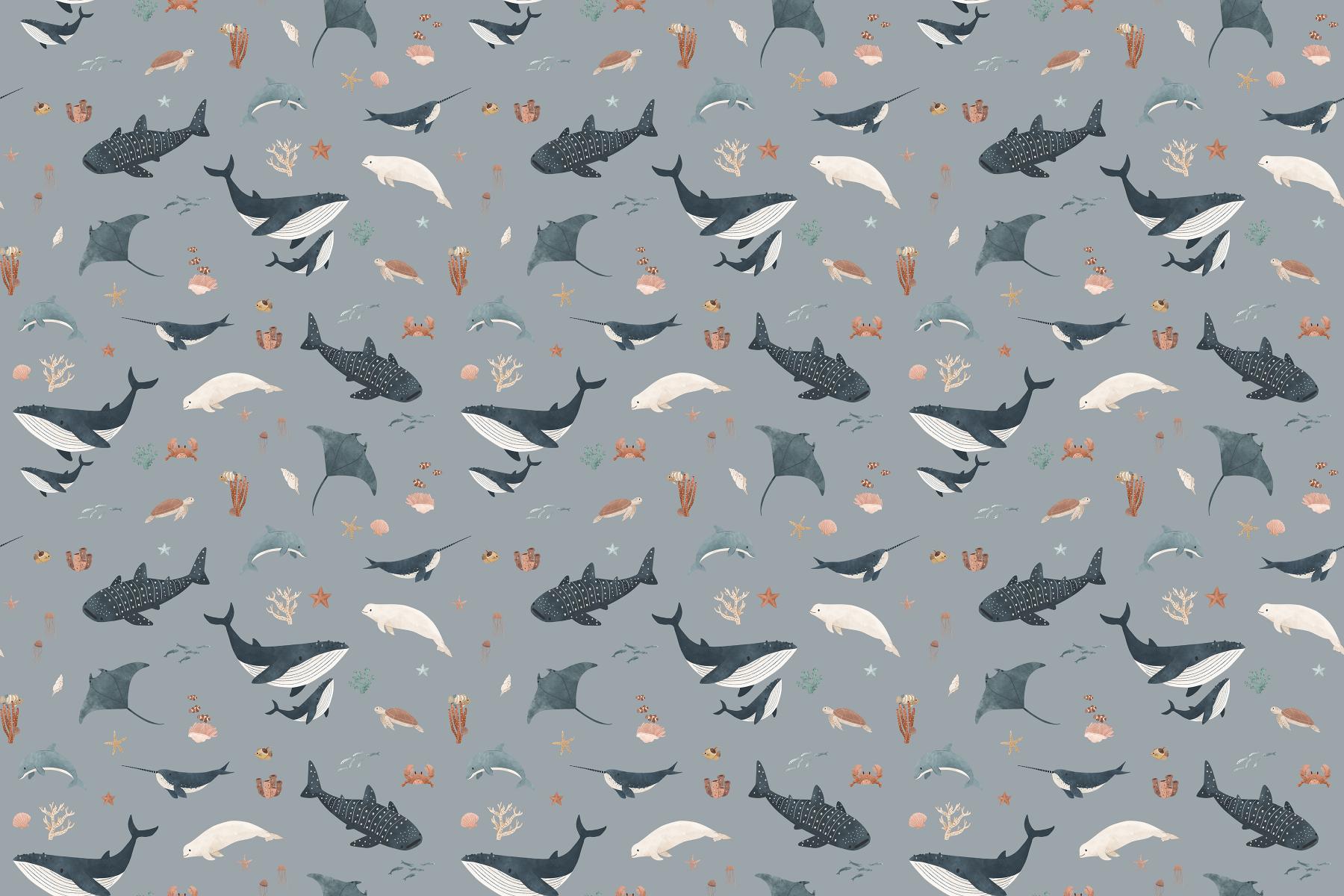 Dusty Blue Ocean Giants Marine Wallpaper