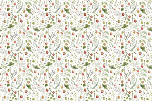 Strawberry Garden Botanical Wallpaper