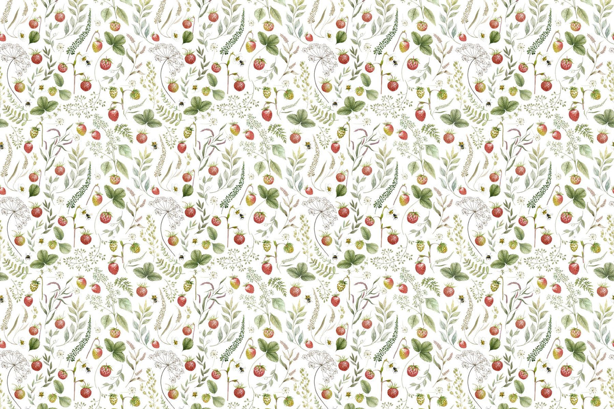 Strawberry Garden Botanical Wallpaper