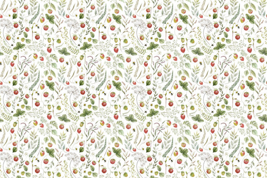 Strawberry Garden Botanical Wallpaper