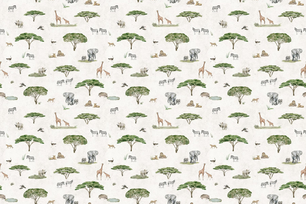 White African Savannah Wildlife Wallpaper