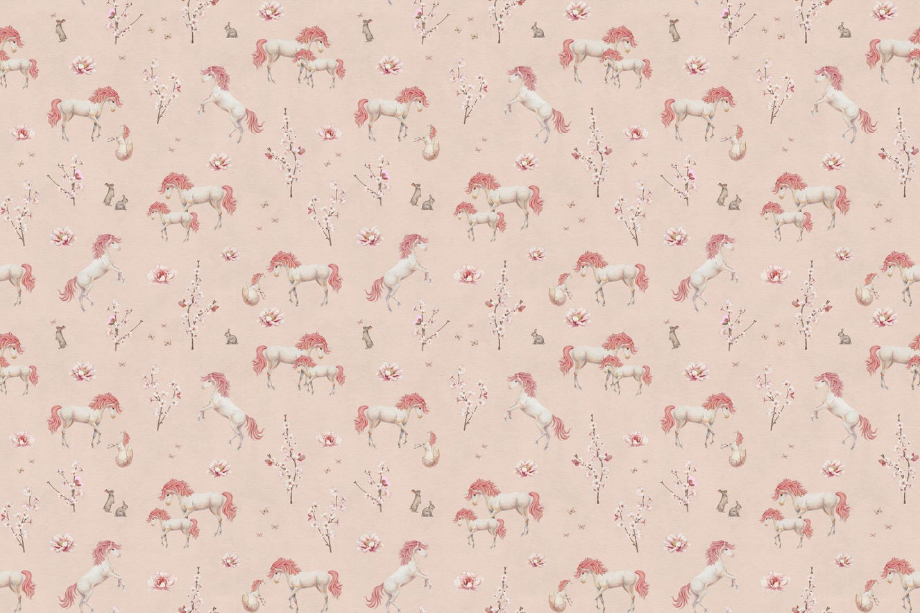 PInk Blush Unicorn Girls Wallpaper