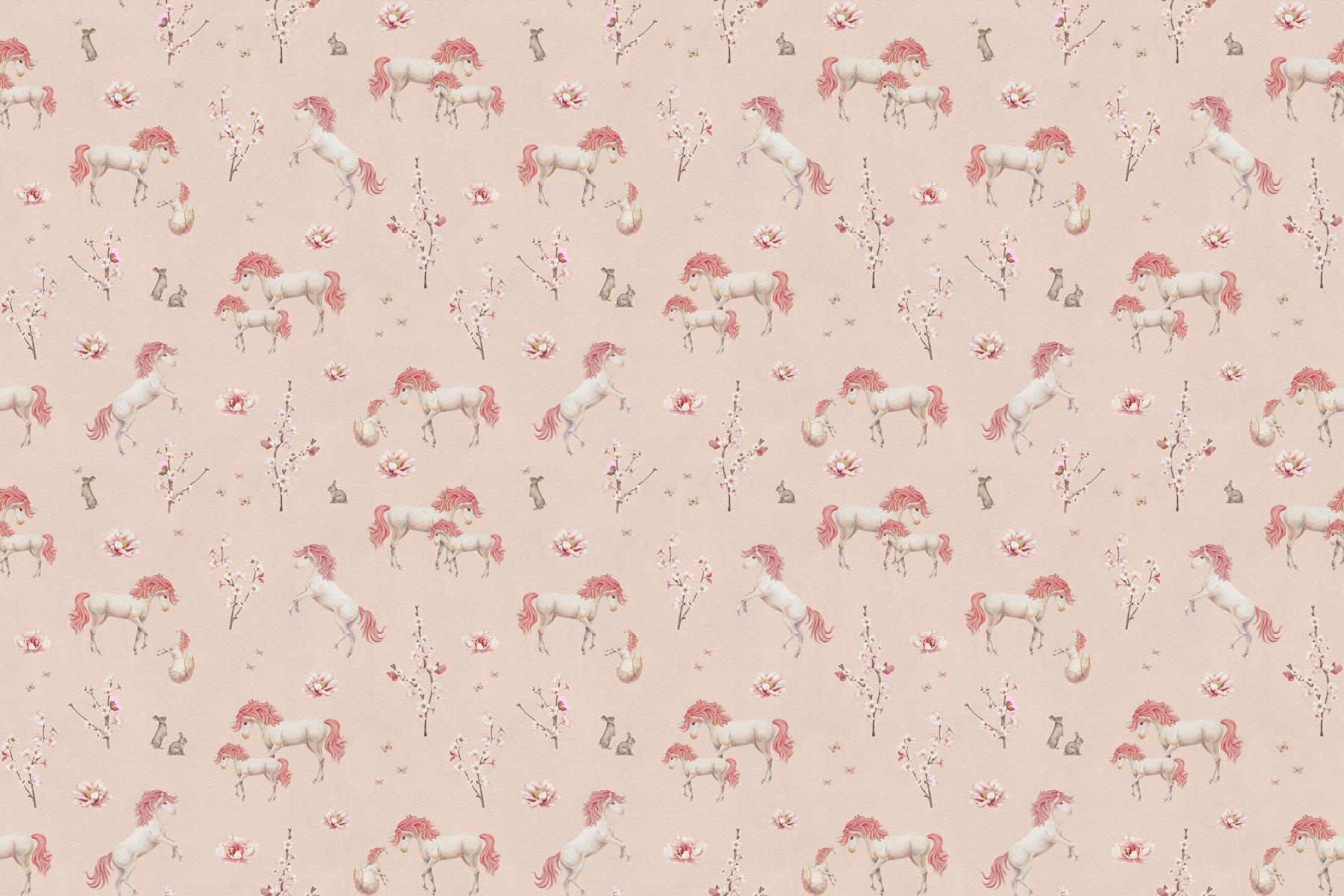 PInk Blush Unicorn Girls Wallpaper