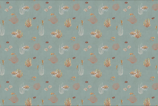 Teal Oceanic Wonders Wallpaper Mural