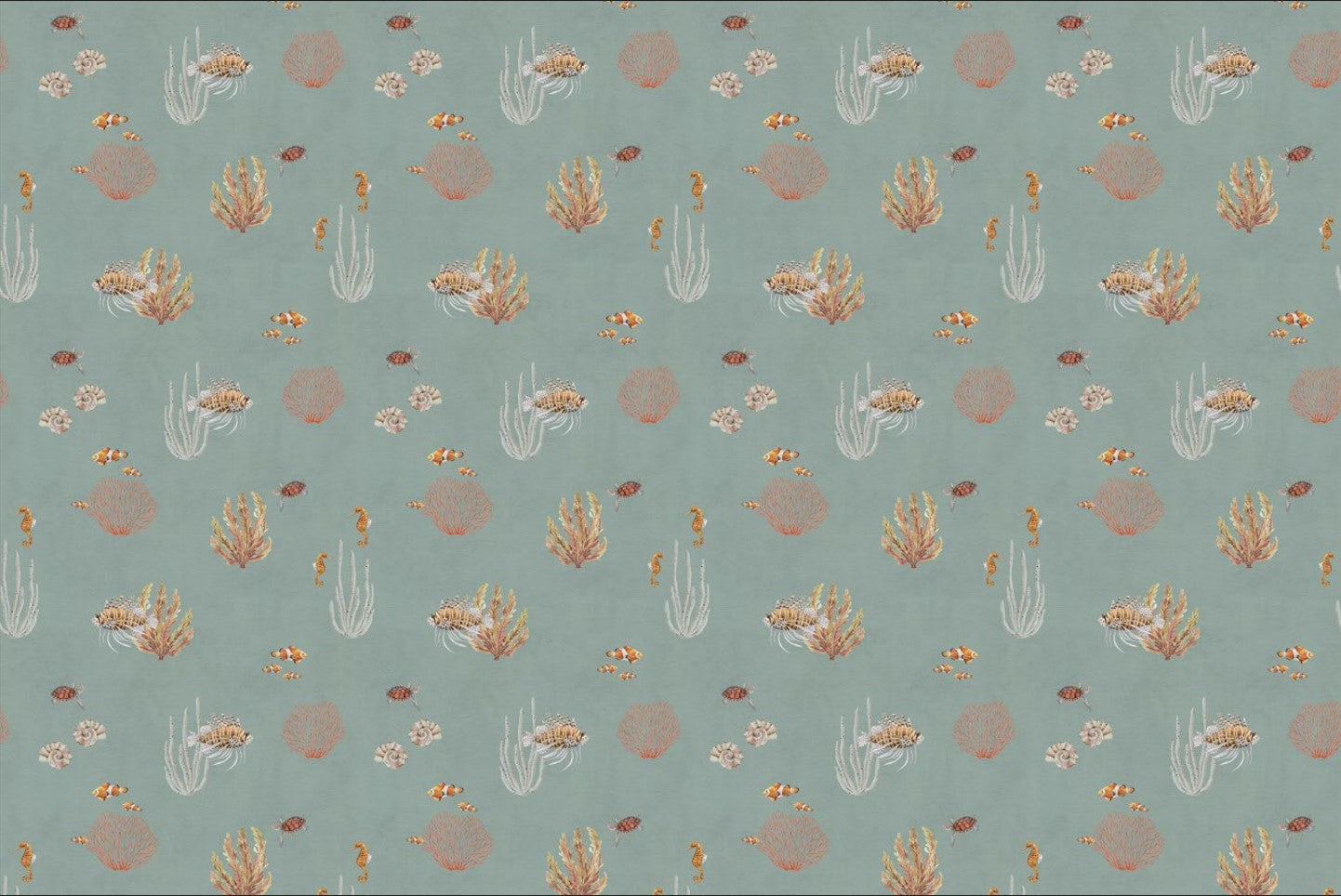 Teal Oceanic Wonders Wallpaper Mural