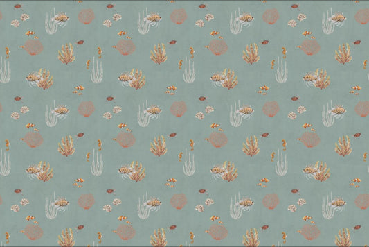 Teal Oceanic Wonders Wallpaper Mural