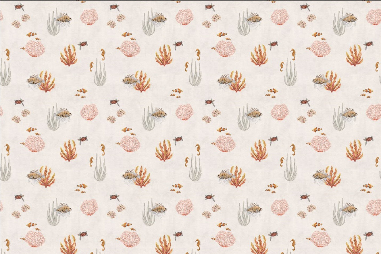White Oceanic Wonders Wallpaper Mural