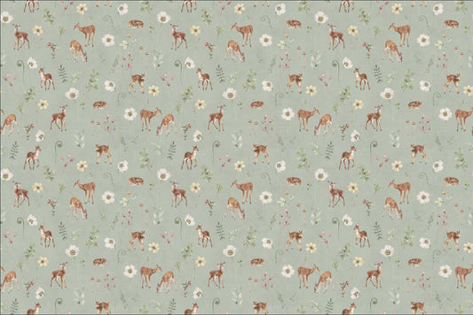 Sage Green Woodland Deer Wallpaper