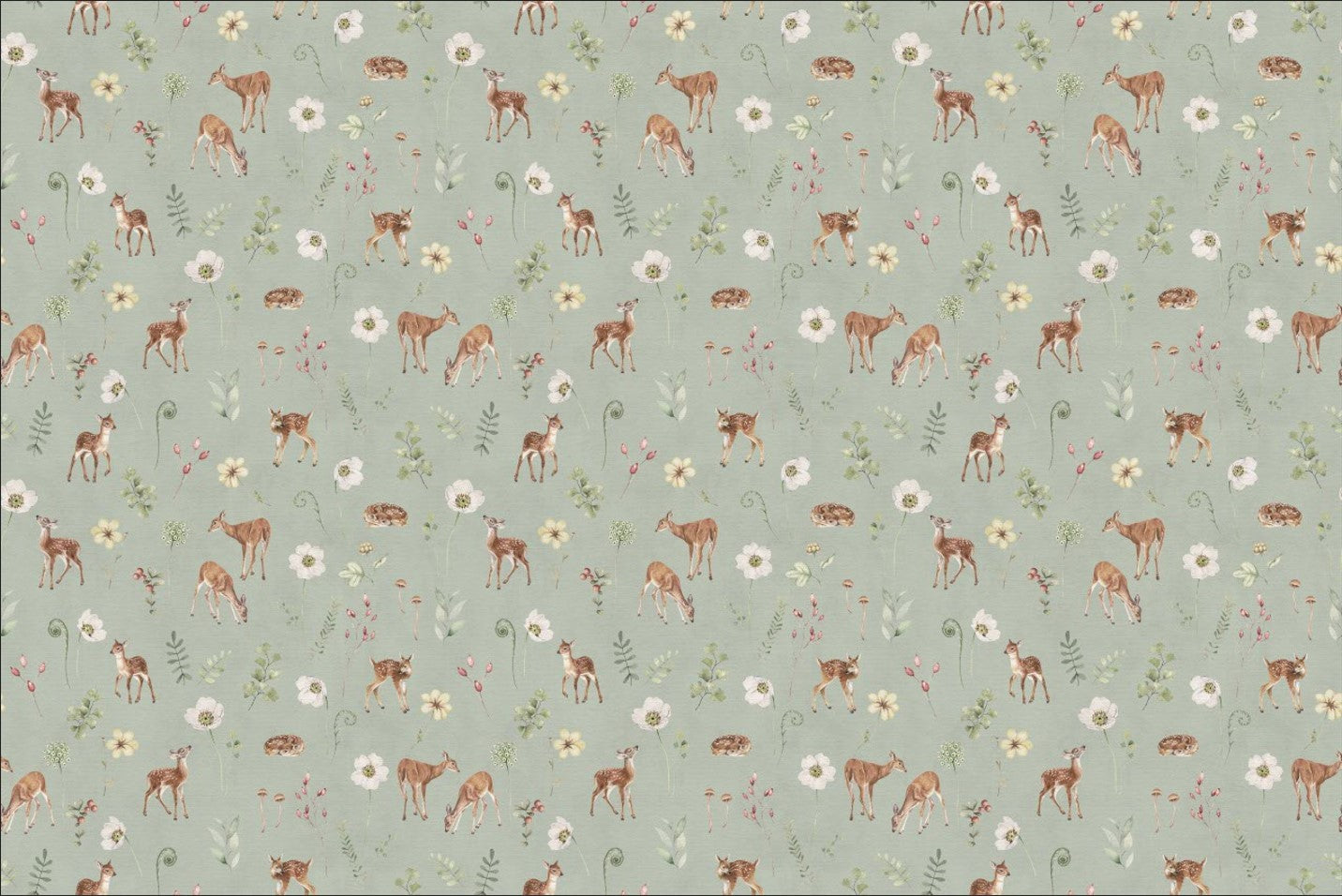 Sage Green Woodland Deer Wallpaper