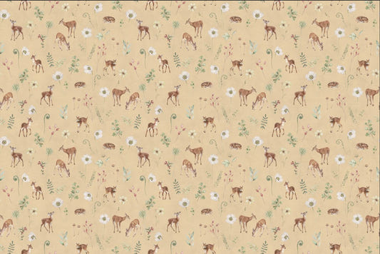 Beige Woodland Deer Wallpaper Mural