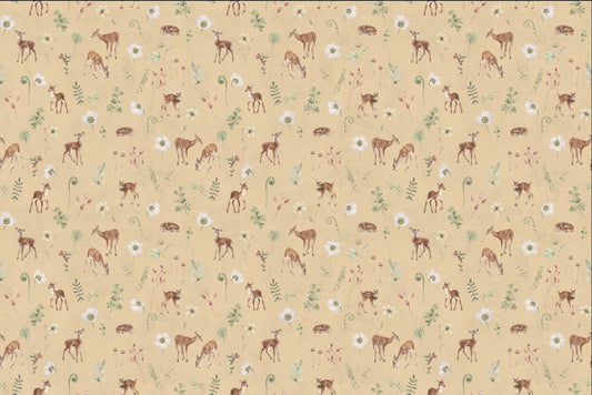 Beige Woodland Deer Wallpaper Mural